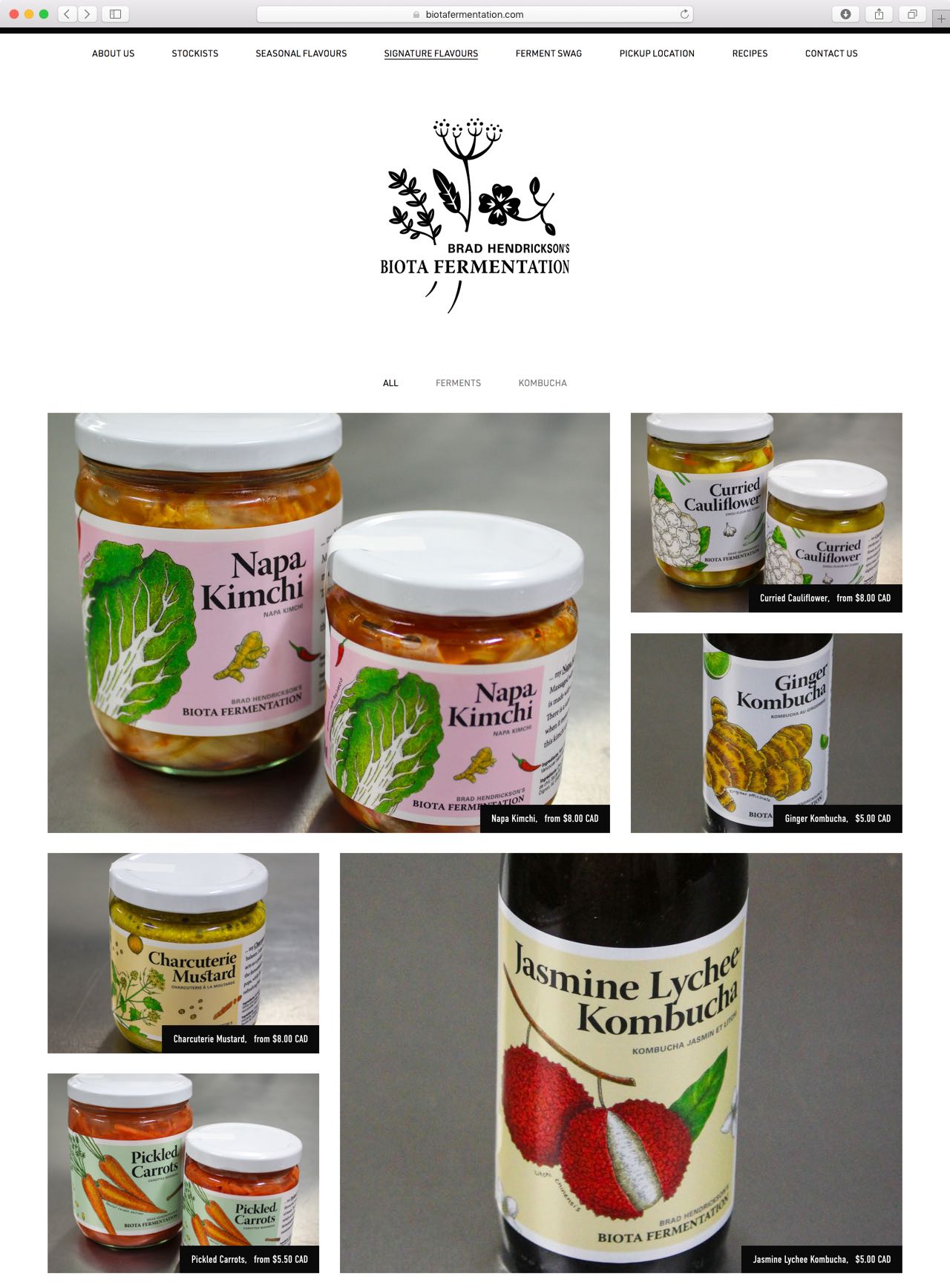 Biota Fermentation E-Commerce Website featuring vibrant botanical illustration — by Yagnyuk.