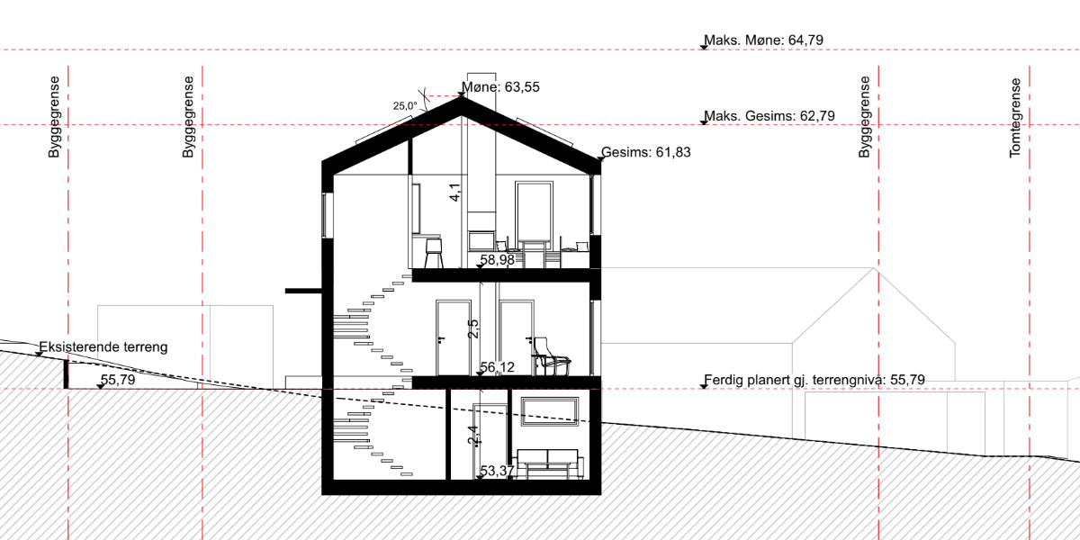 Bygge hus tverrsnitt