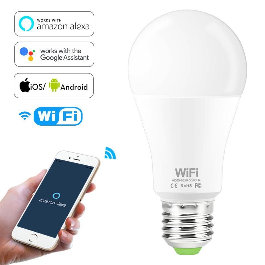 Затемняемый 9W / 10W E27 WiFi Смарт лампа Светодиодная лампа Приложение Работа Alexa Google Assistant Control Пробуждение Смарт Лампа Ночной свет купить недорого — выгодные цены, бесплатная доставка, реальные отзывы с фото — Joom