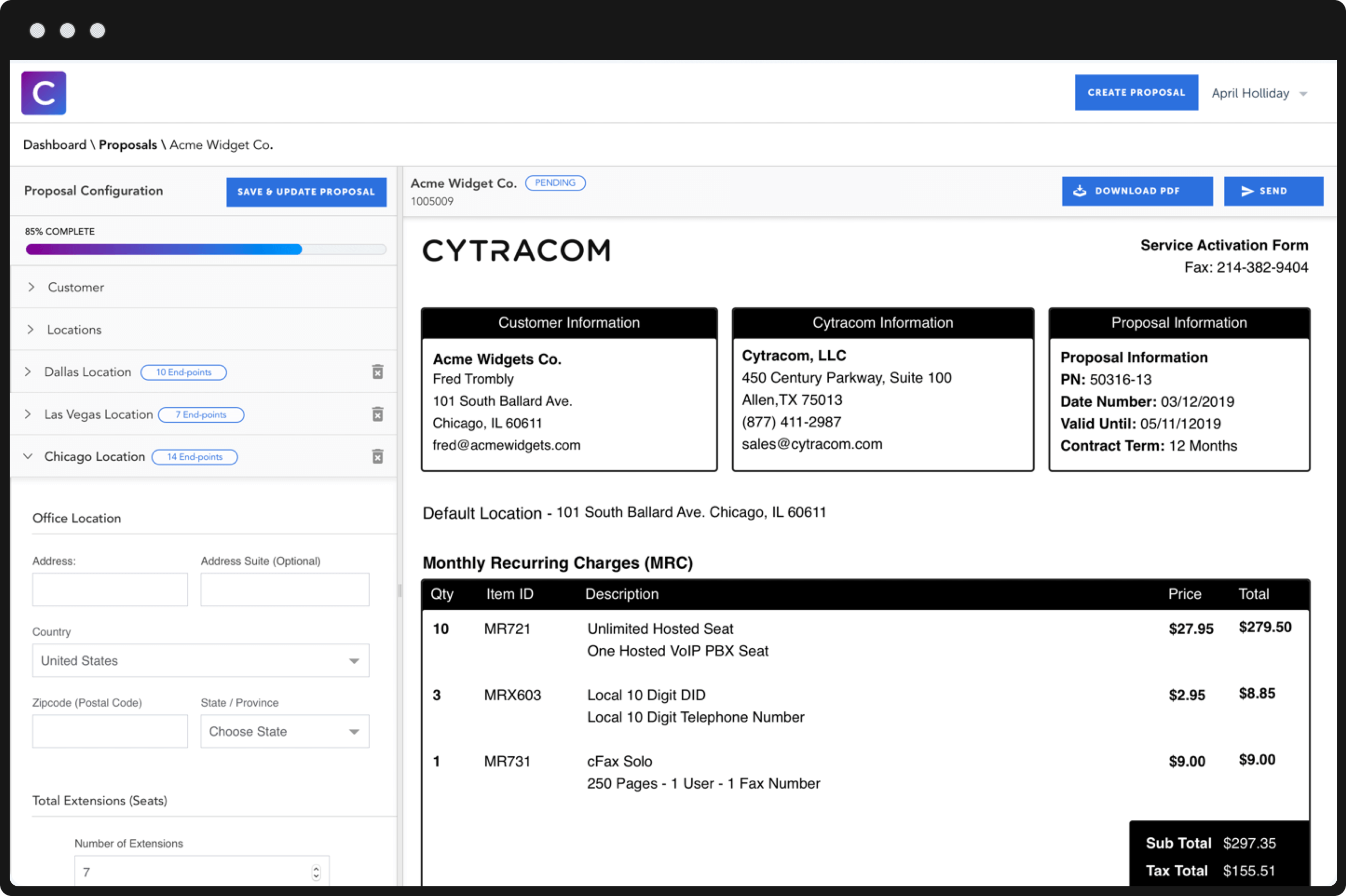 Cytracom Proposals