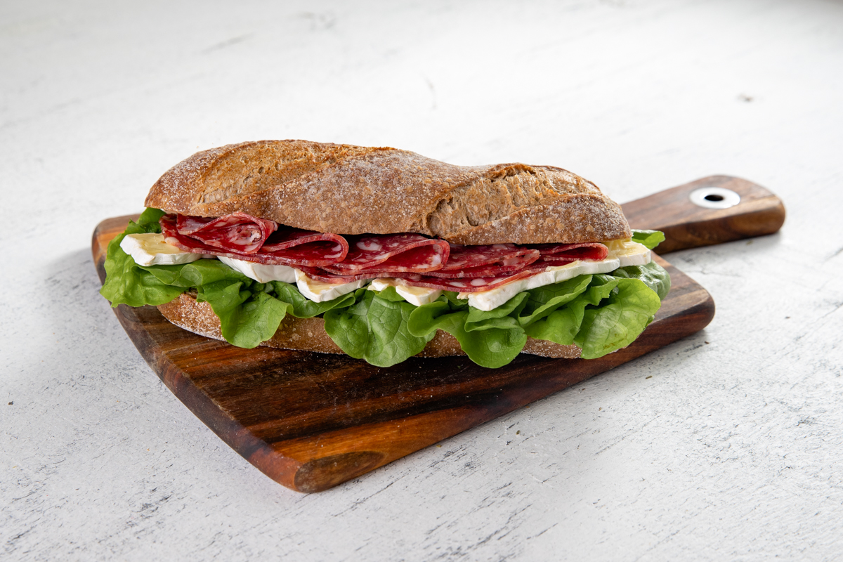 Wholemeal panino with salami
