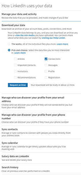 Export Linkedin Contacts Orbitly