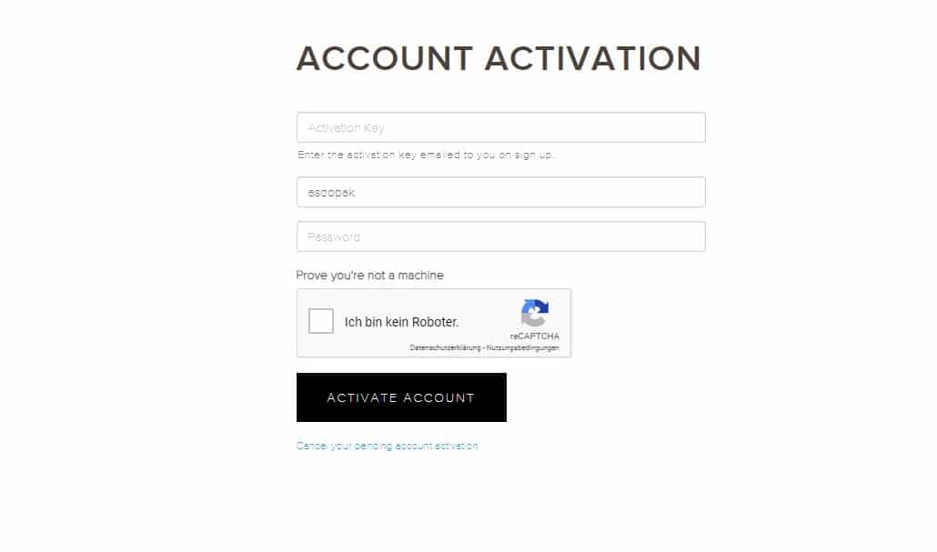Attivazione dell'account