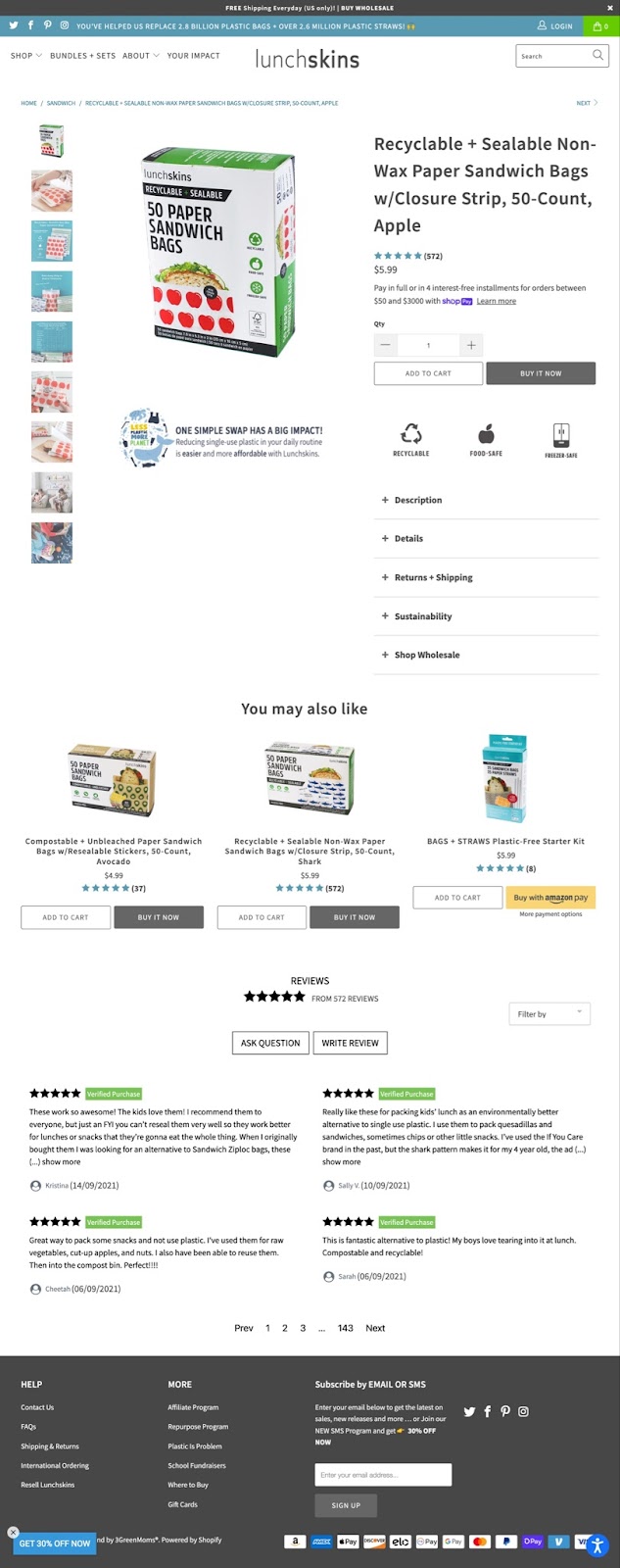 Lunchskins' product page.