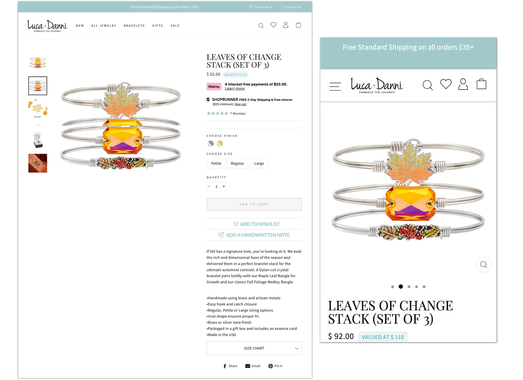 Luca + Danni's product page.