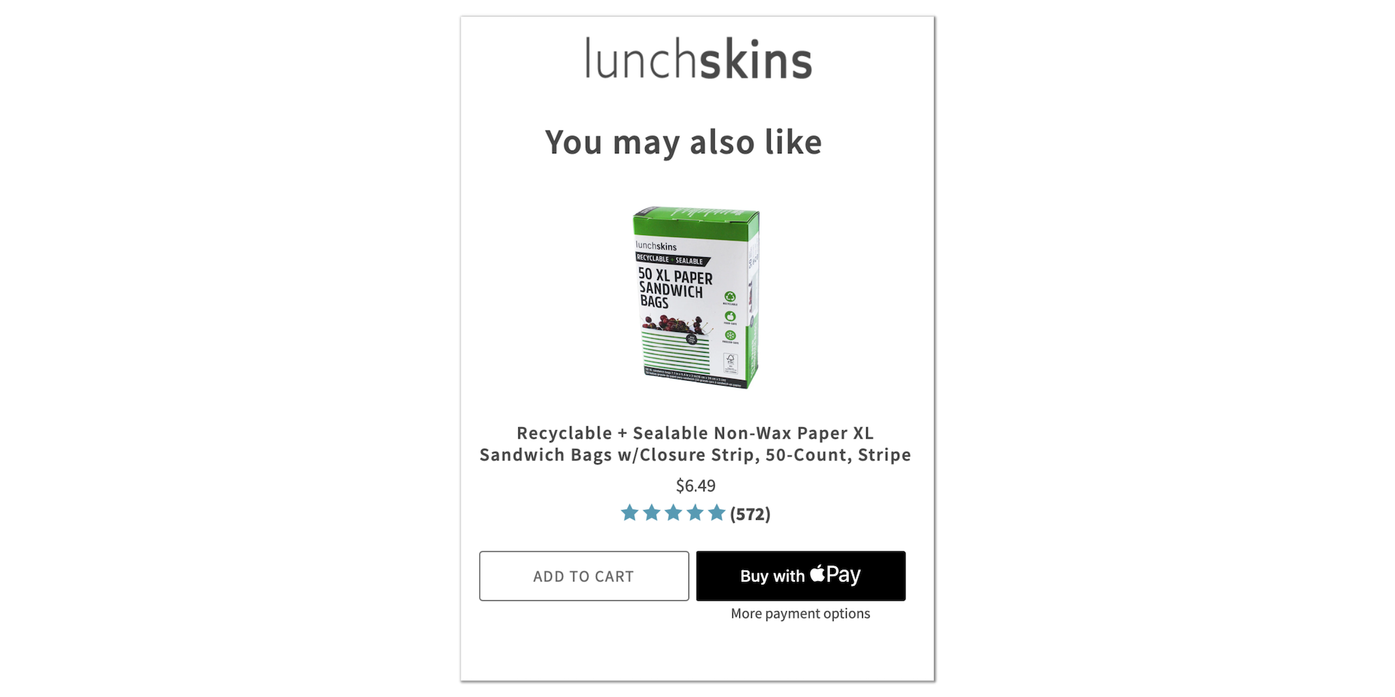 Example of "related items" from Lunchskins.