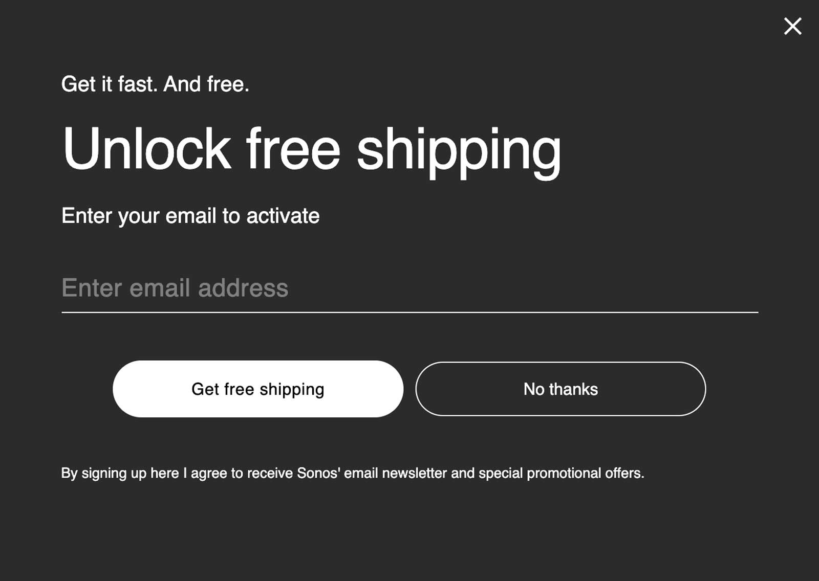 unlock free shipping popup