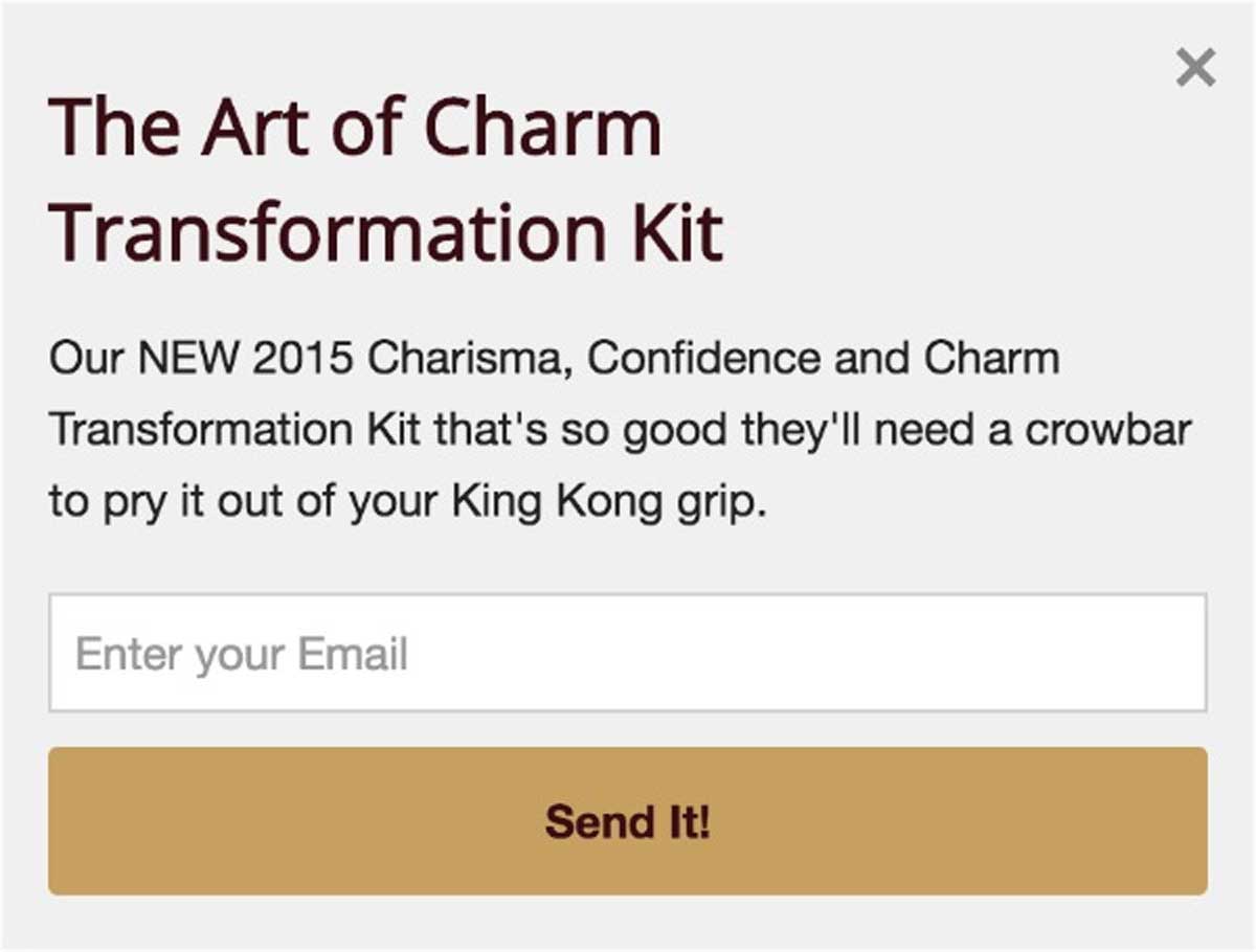 Art of Charm email capture example