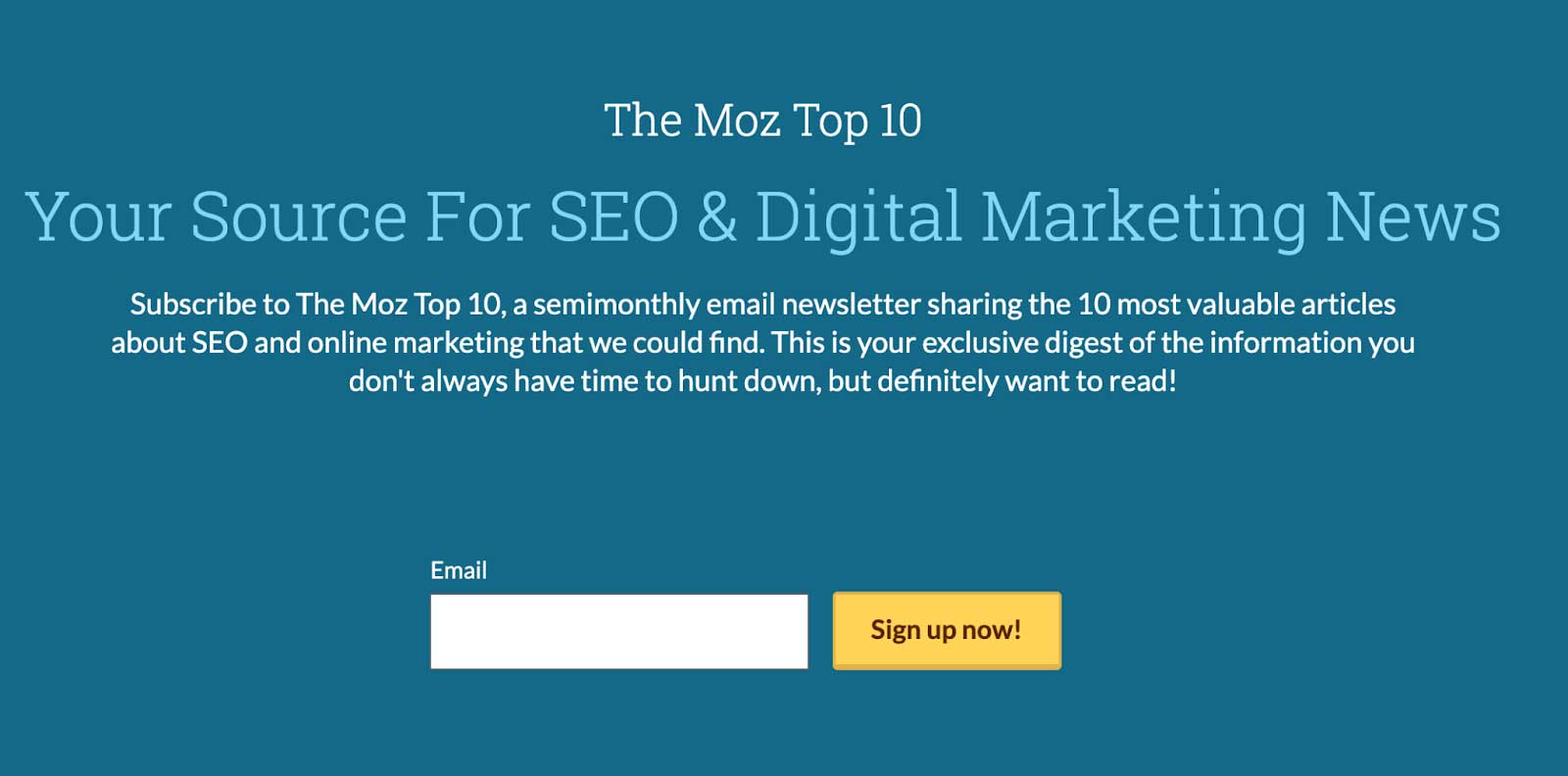 Moz newsletter optin