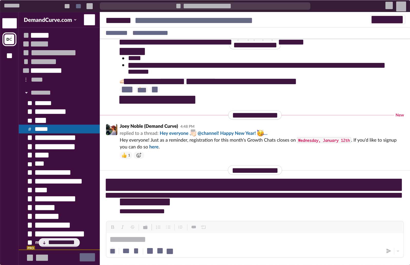 DC Slack group growth chat