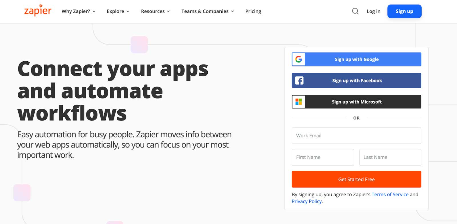 Zapier homepage