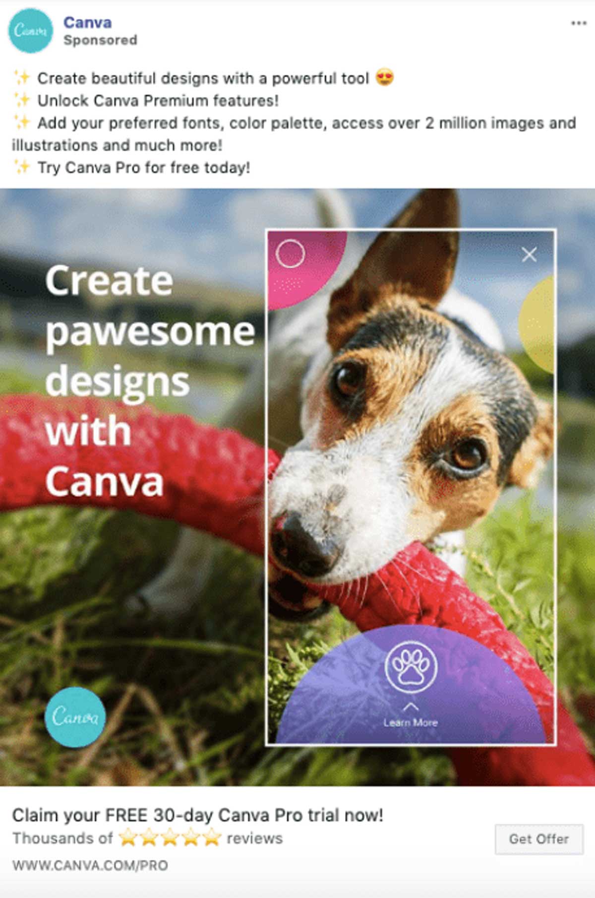 canva Facebook ad example