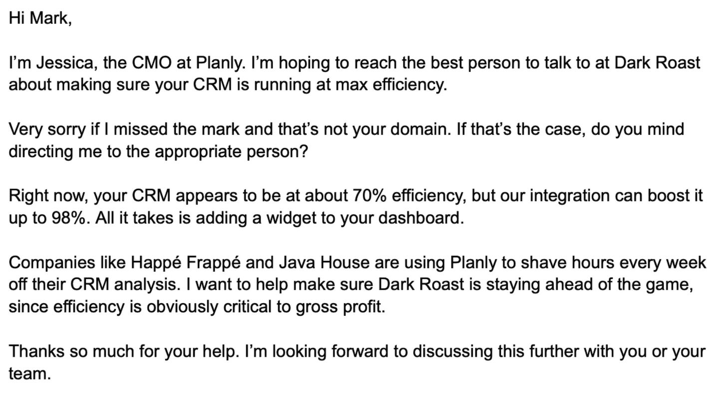 cold email example - request an introduction