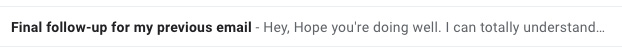 A poor subject line for a follow-up email