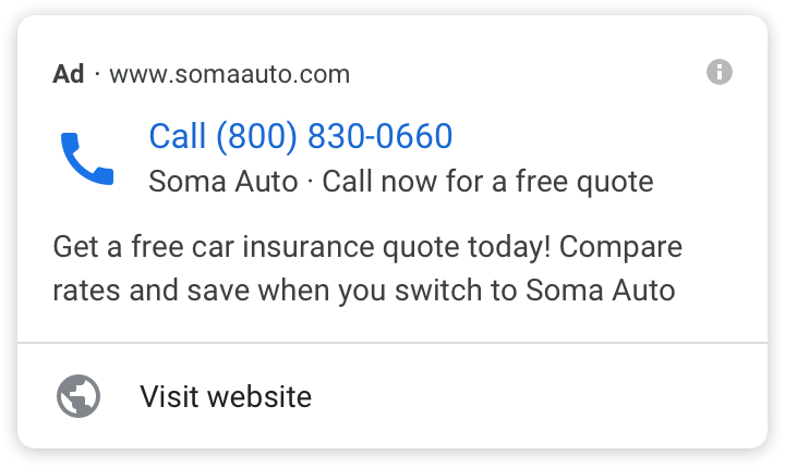 call-only search ad example