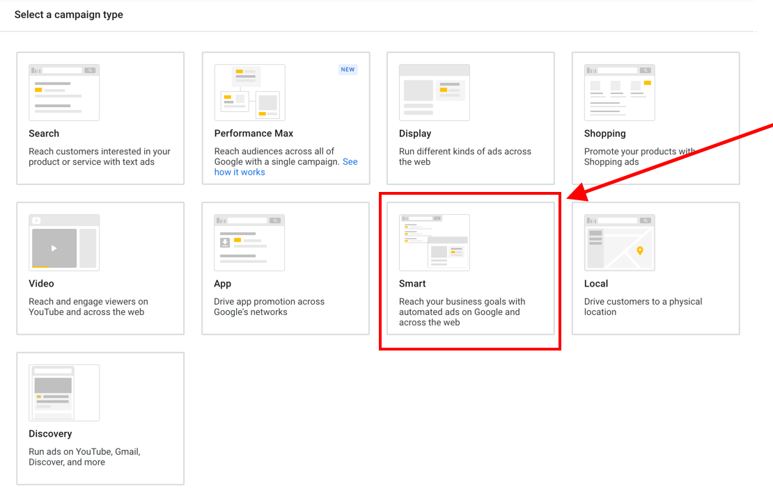smart campaign type in Google ads 