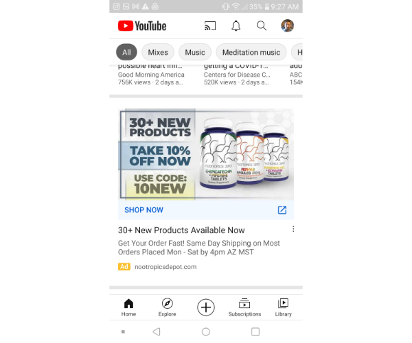 discovery ad example- nootropics depot