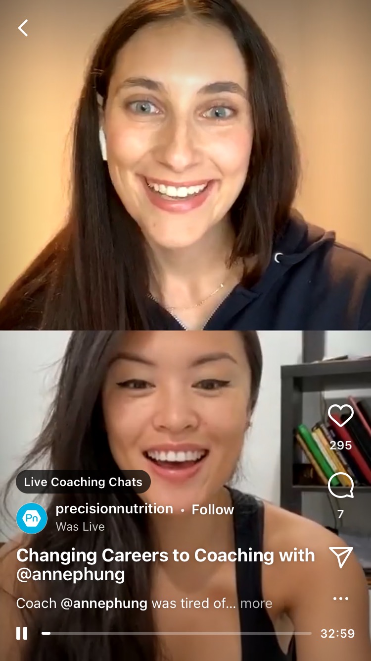 Precision Nutrition IG Live example