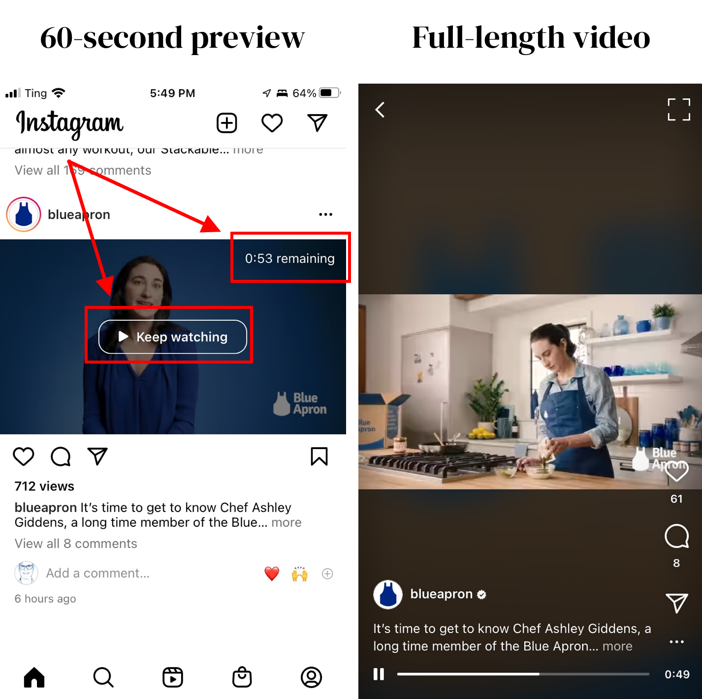 Blue Apron Feed Video example