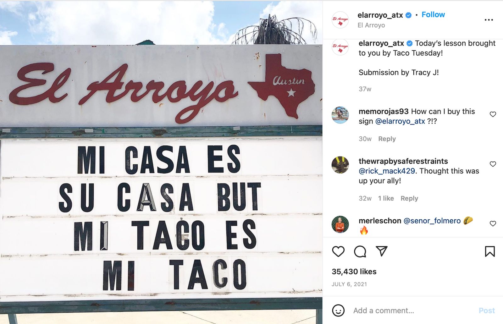 el arroyo marquee