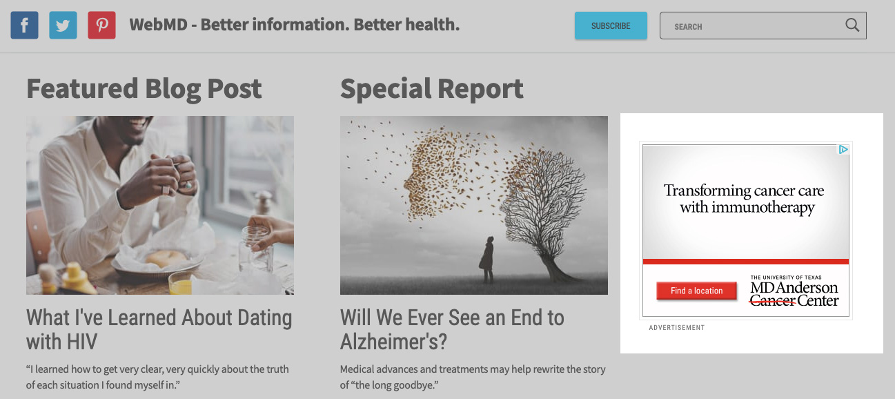 WebMD screenshot
