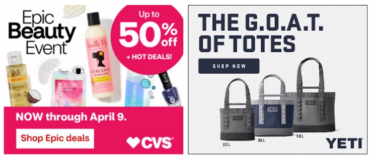 Comparison of CVS and YETI's display aads