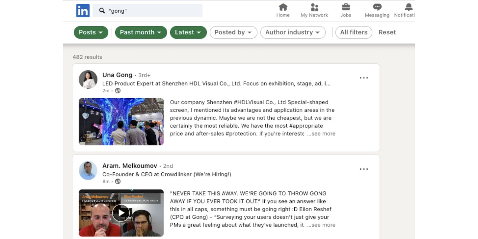 linkedin search results