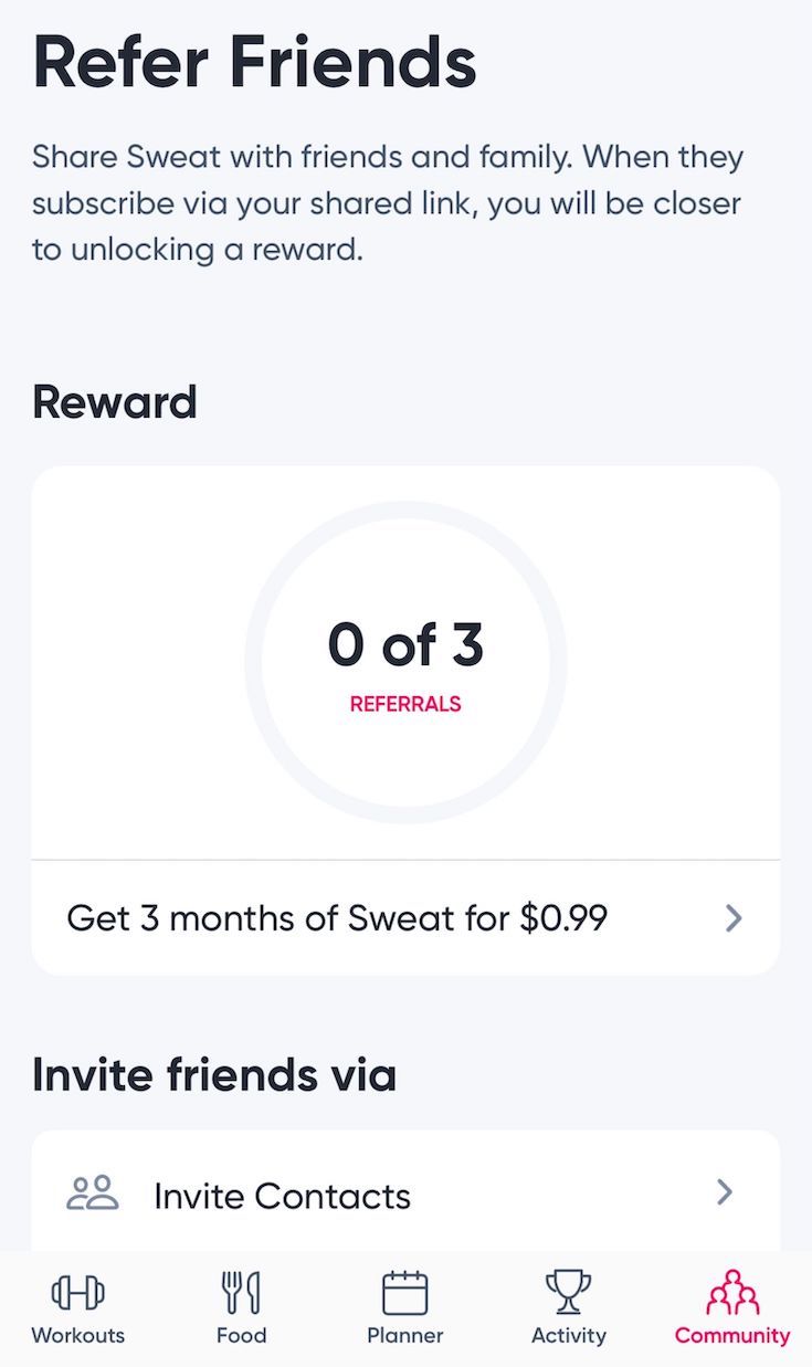 sweat referral program