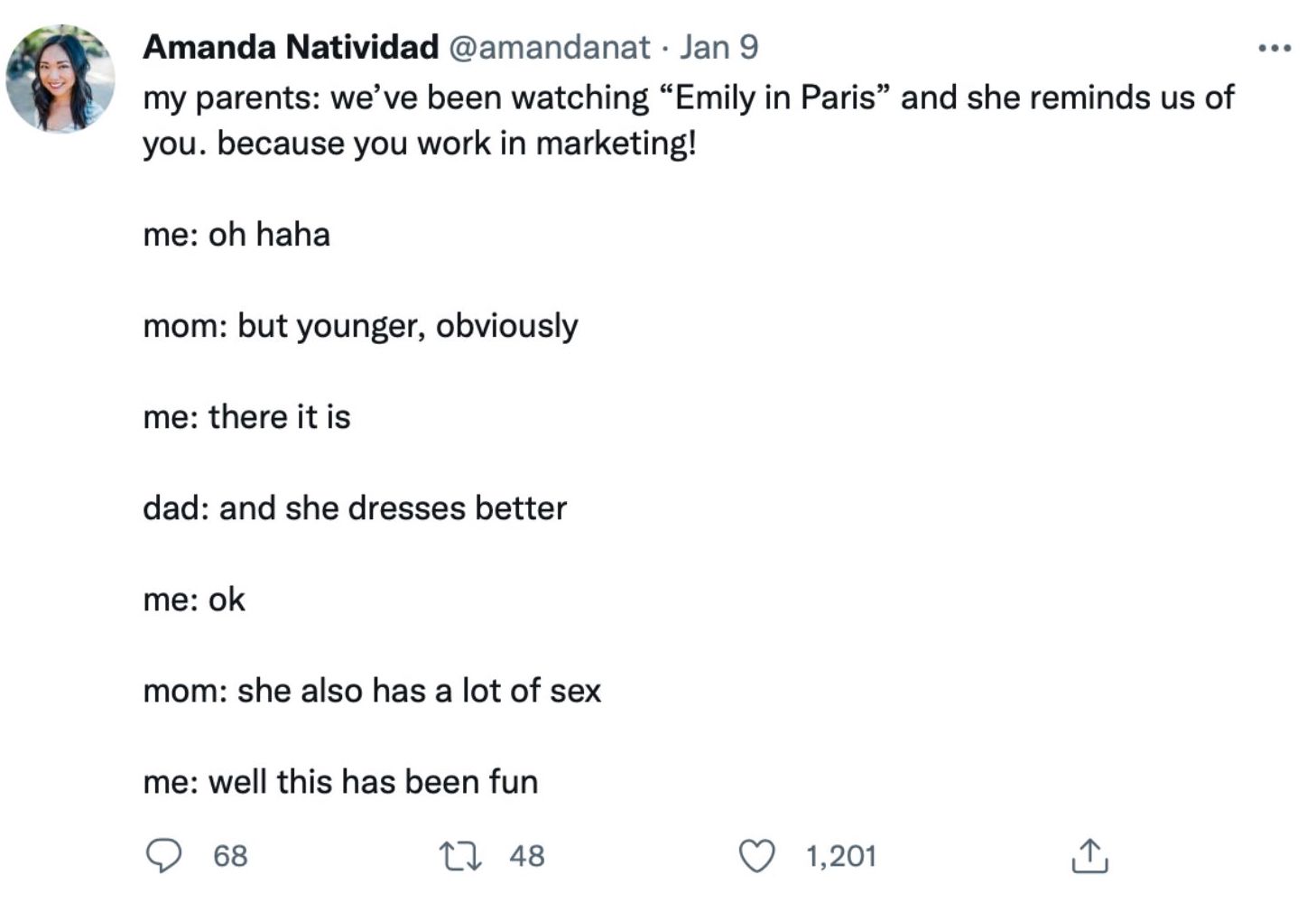 tweet about emily in paris