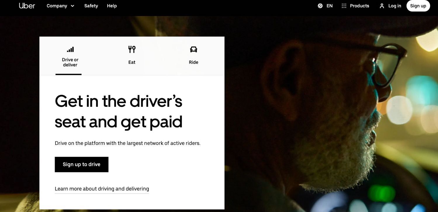 uber homepage