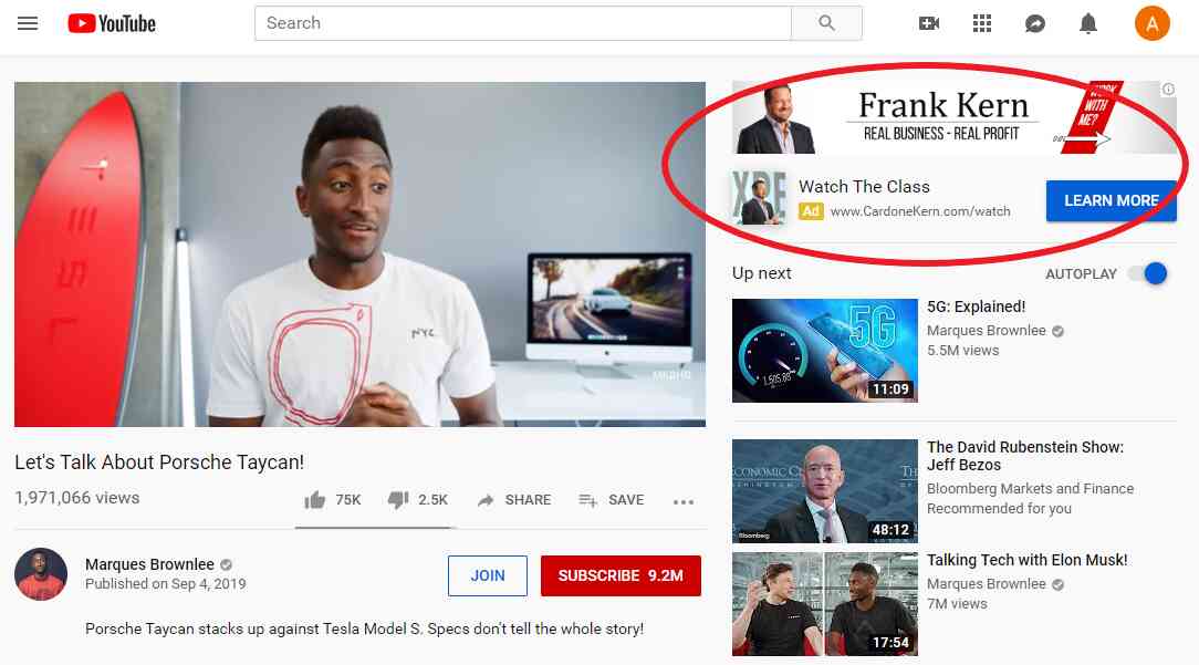 display ad on youtube
