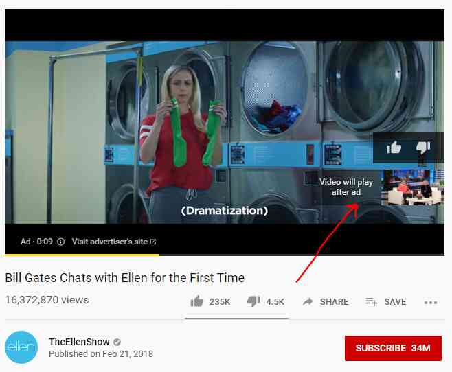 non-skippable video ad