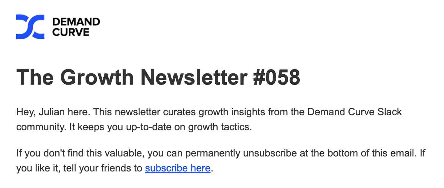 Growth Newsletter unsubcribe link