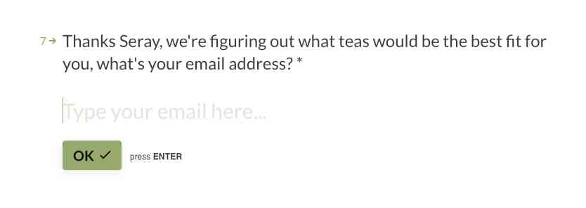 Quiz email capture screen