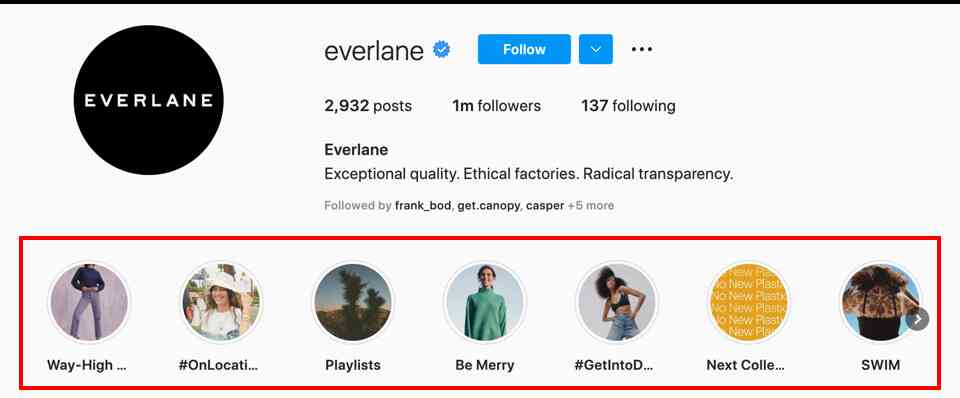 Everlane Story Highlights