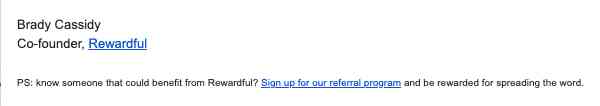 example of a referral program link in an email signature
