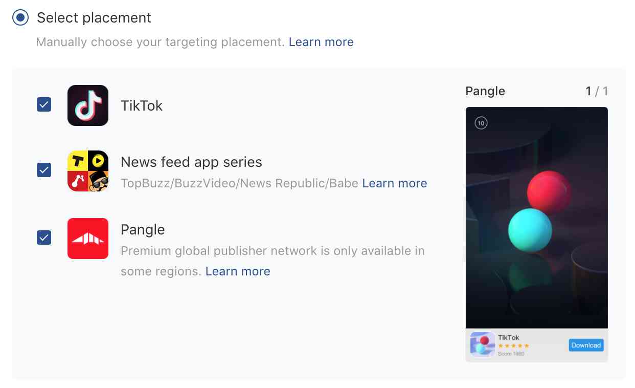 ad placement options