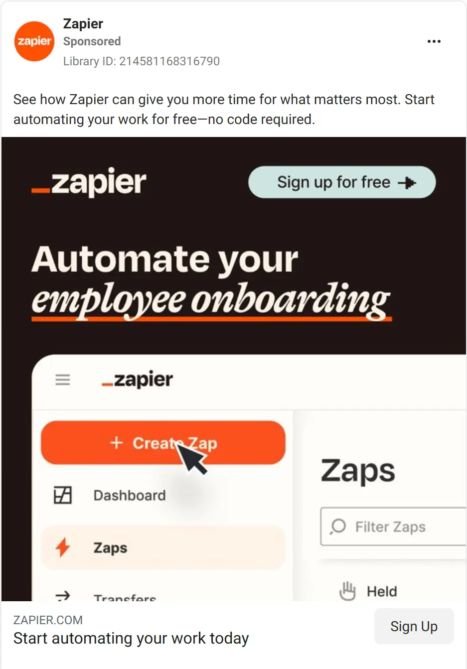 Zapier ad