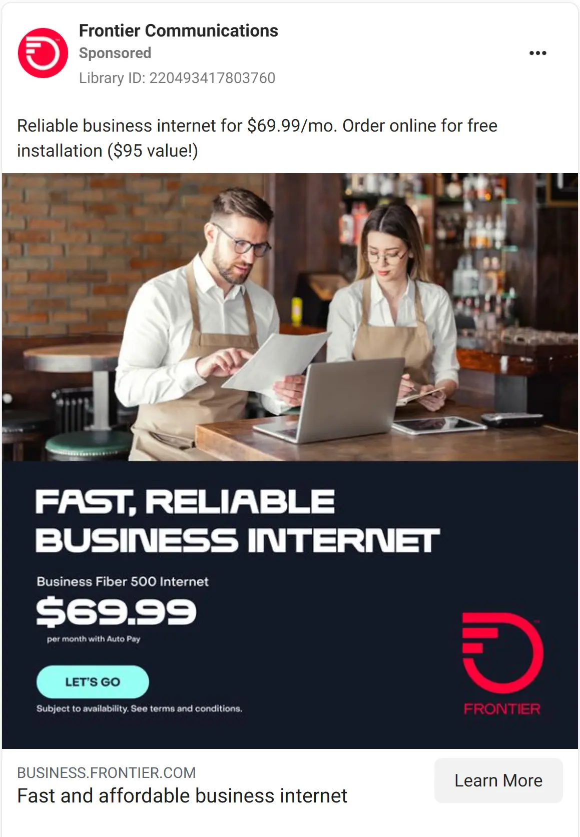 Frontier Communications ad