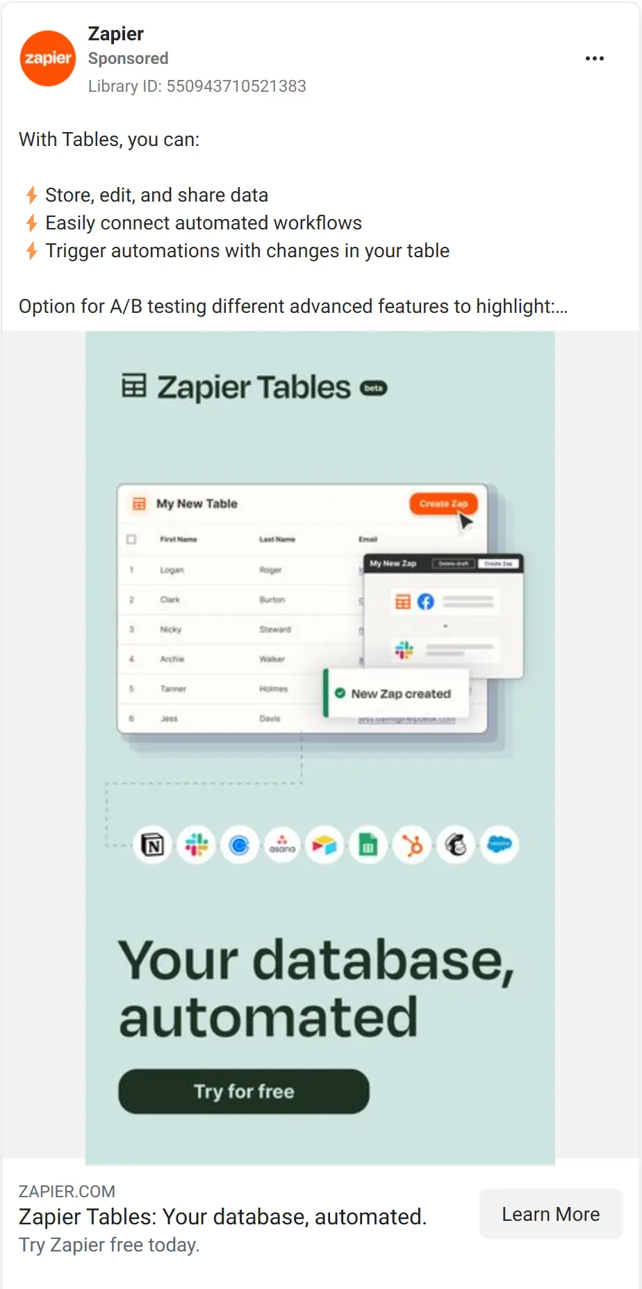 Zapier ad