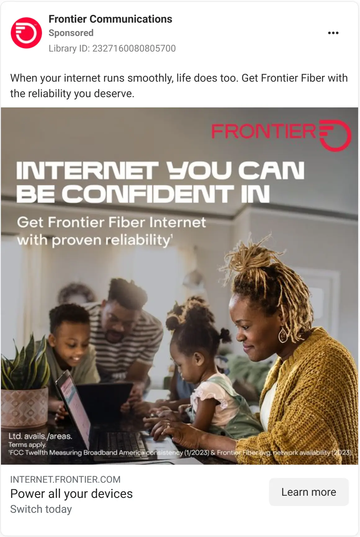 Frontier Communications ad