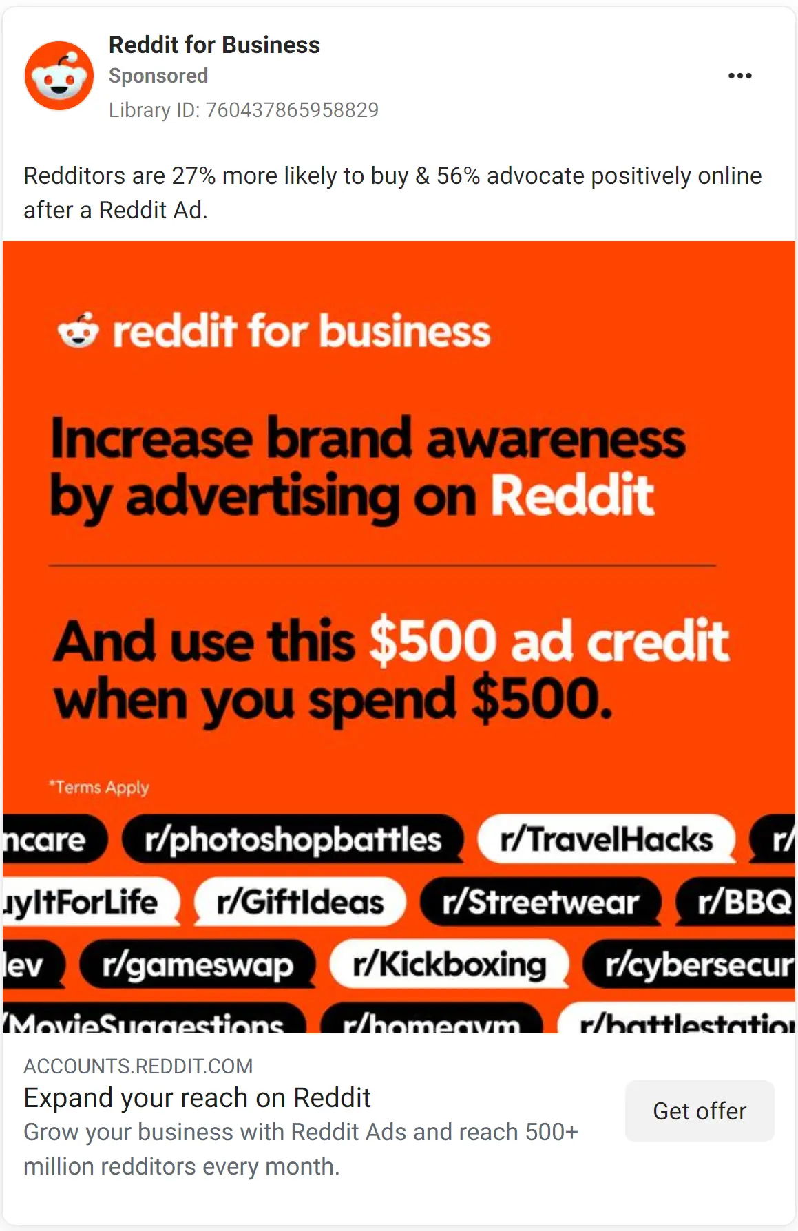 Reddit ad