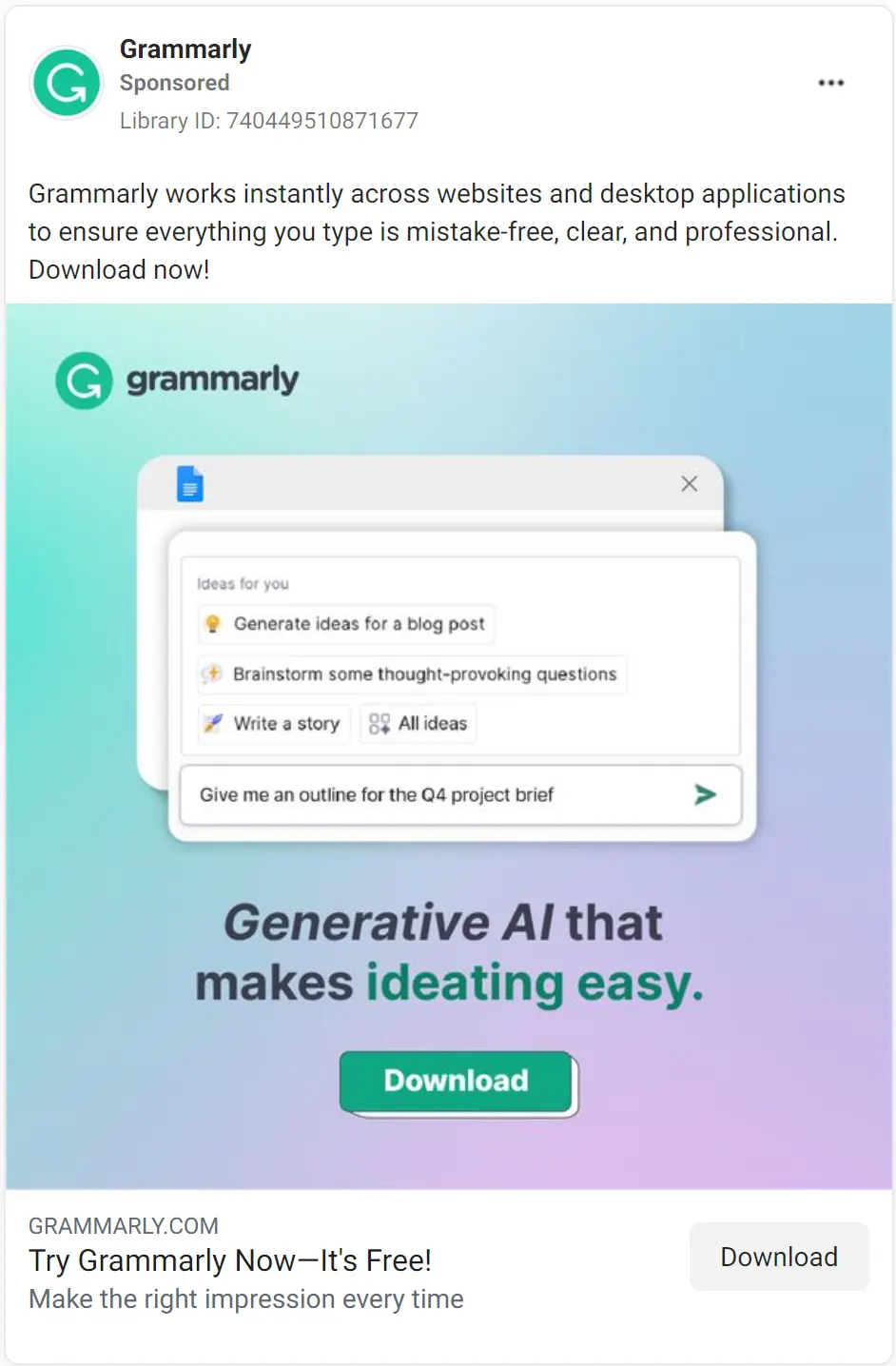 Grammarly ad