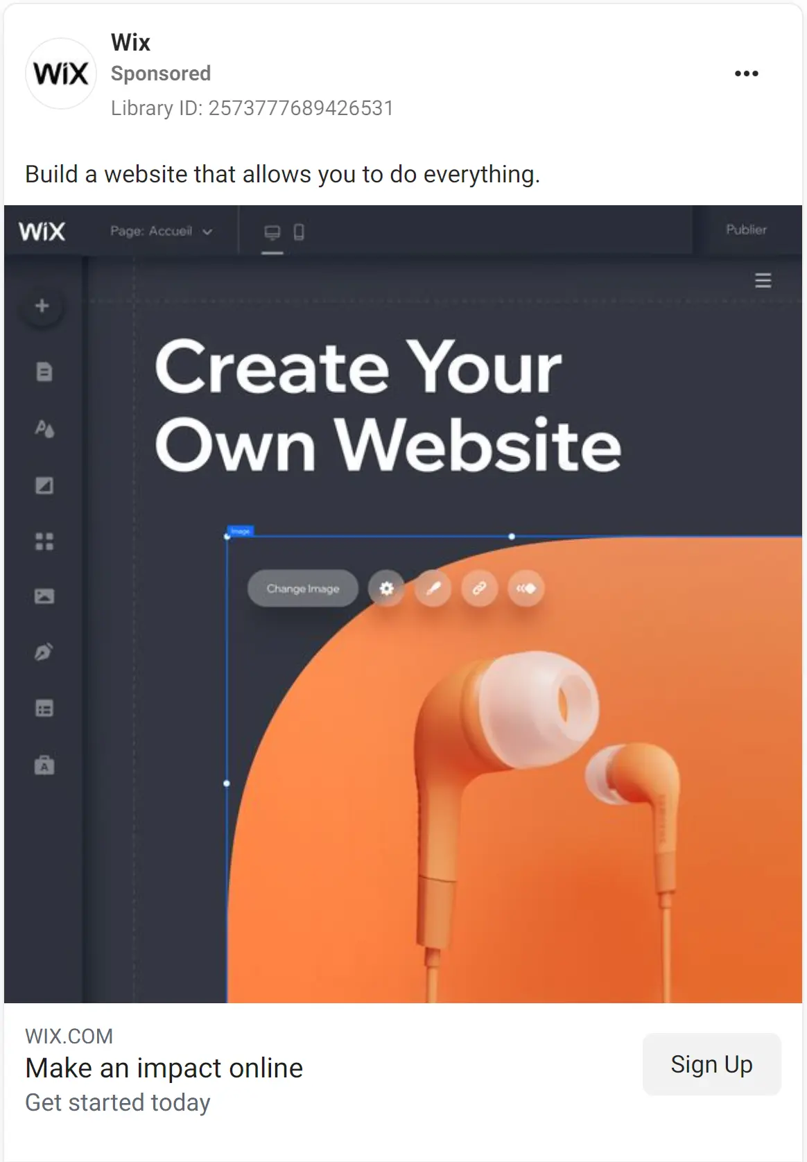 Wix ad