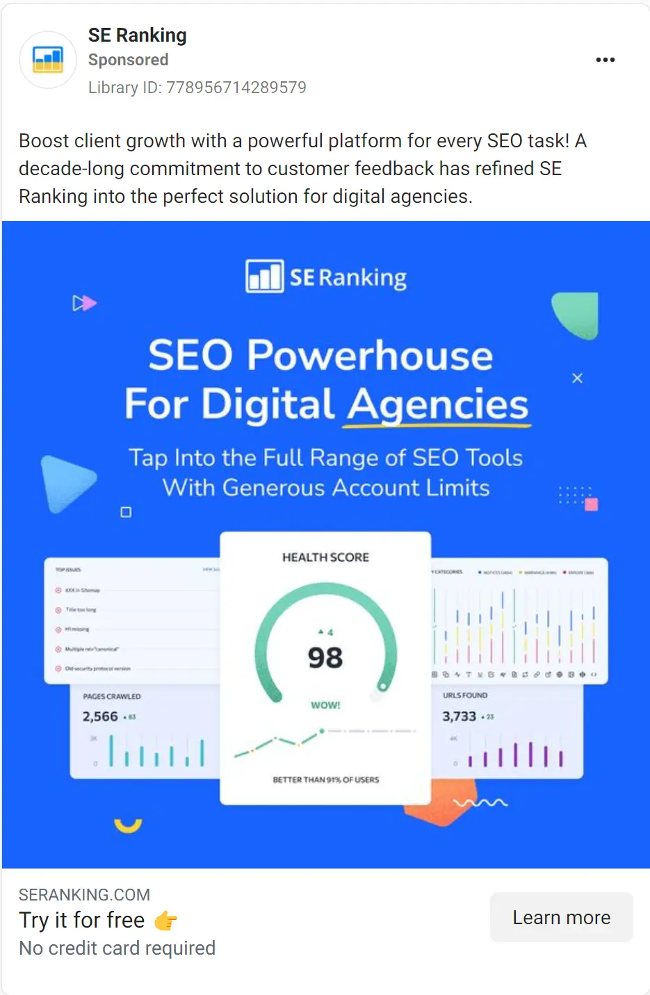 SE Ranking ad