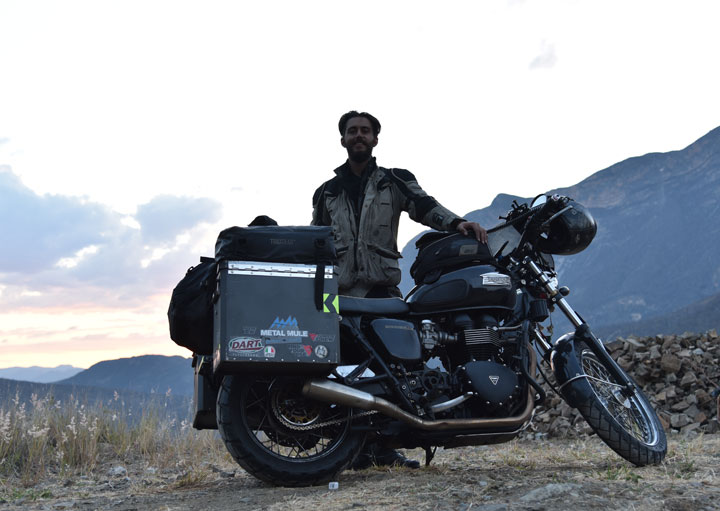 Kand and his Bonneville in India