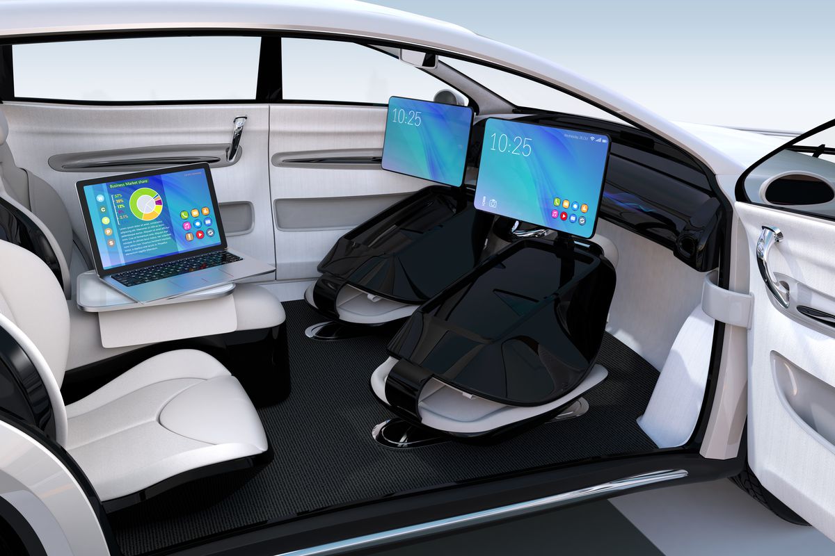 interior of a self driving car concept