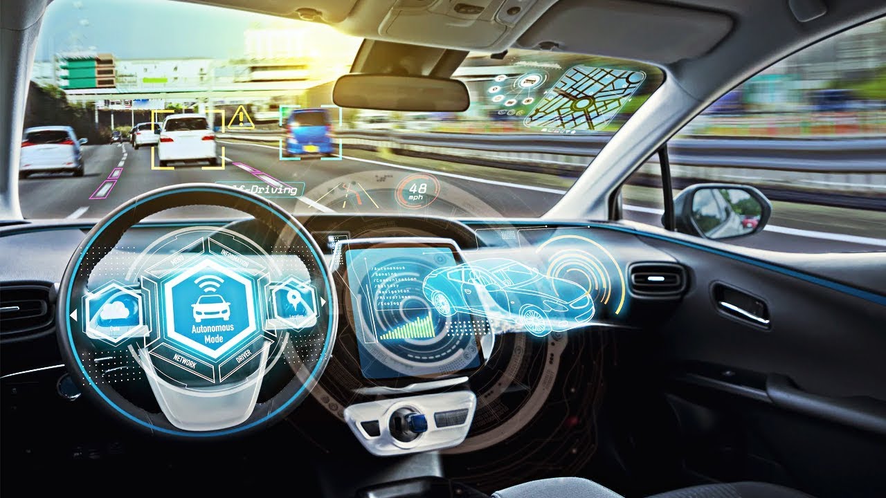 diagram of an interior electric car with autonomous technology