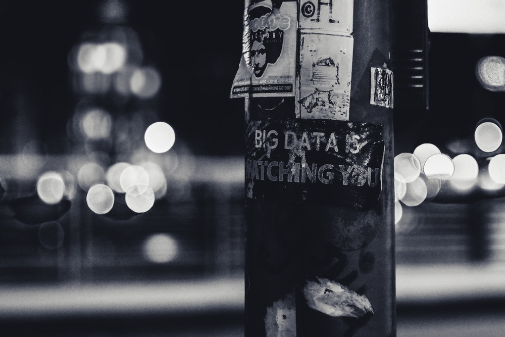 Big Data is watching you poster on a pole