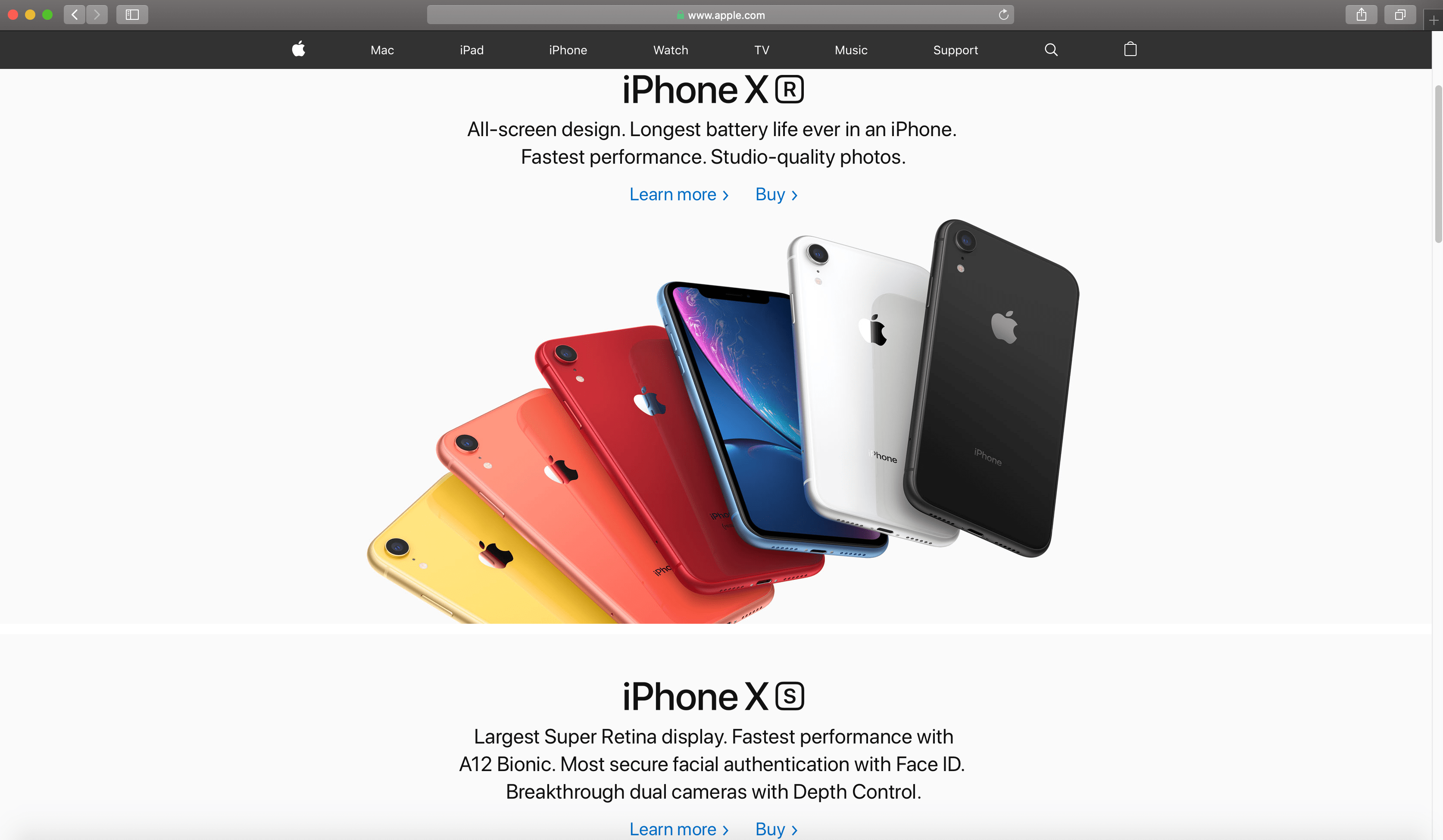 Apple.com homepage on Safari browser